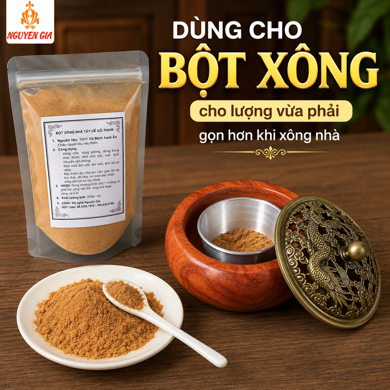 Lư Xông Trầm Gỗ Hương Mẫu Long Phụng – Trang Trọng Cho Phòng Thờ