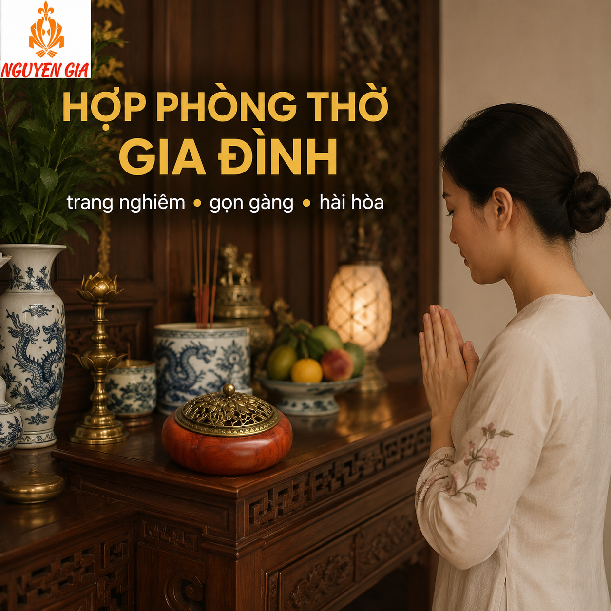 Lư Xông Trầm Gỗ Hương Mẫu Long Phụng – Trang Trọng Cho Phòng Thờ