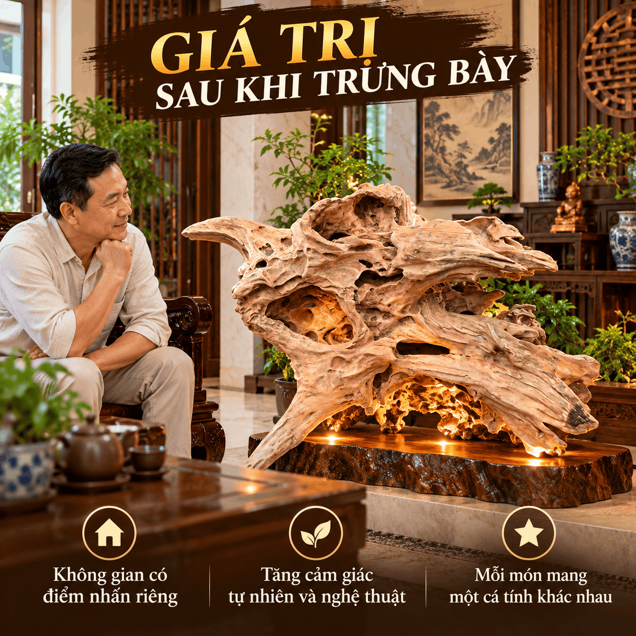 Gỗ Lũa Nghệ Thuật Tự Nhiên Độc Bản