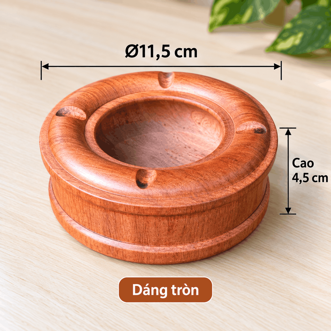 Gạt tàn thuốc gỗ Hương tròn không nắp 11,5cm