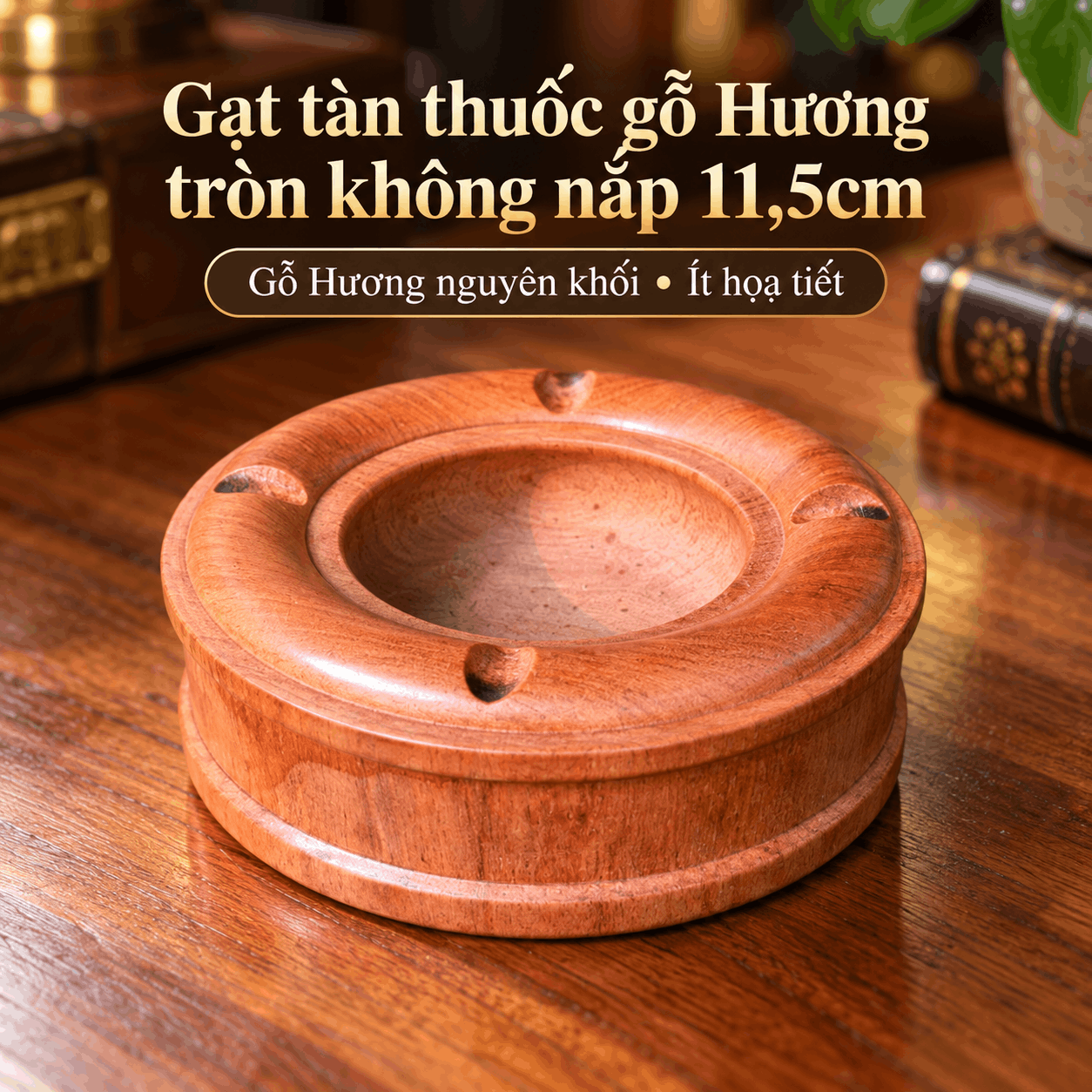 Gạt tàn thuốc gỗ Hương tròn không nắp 11,5cm