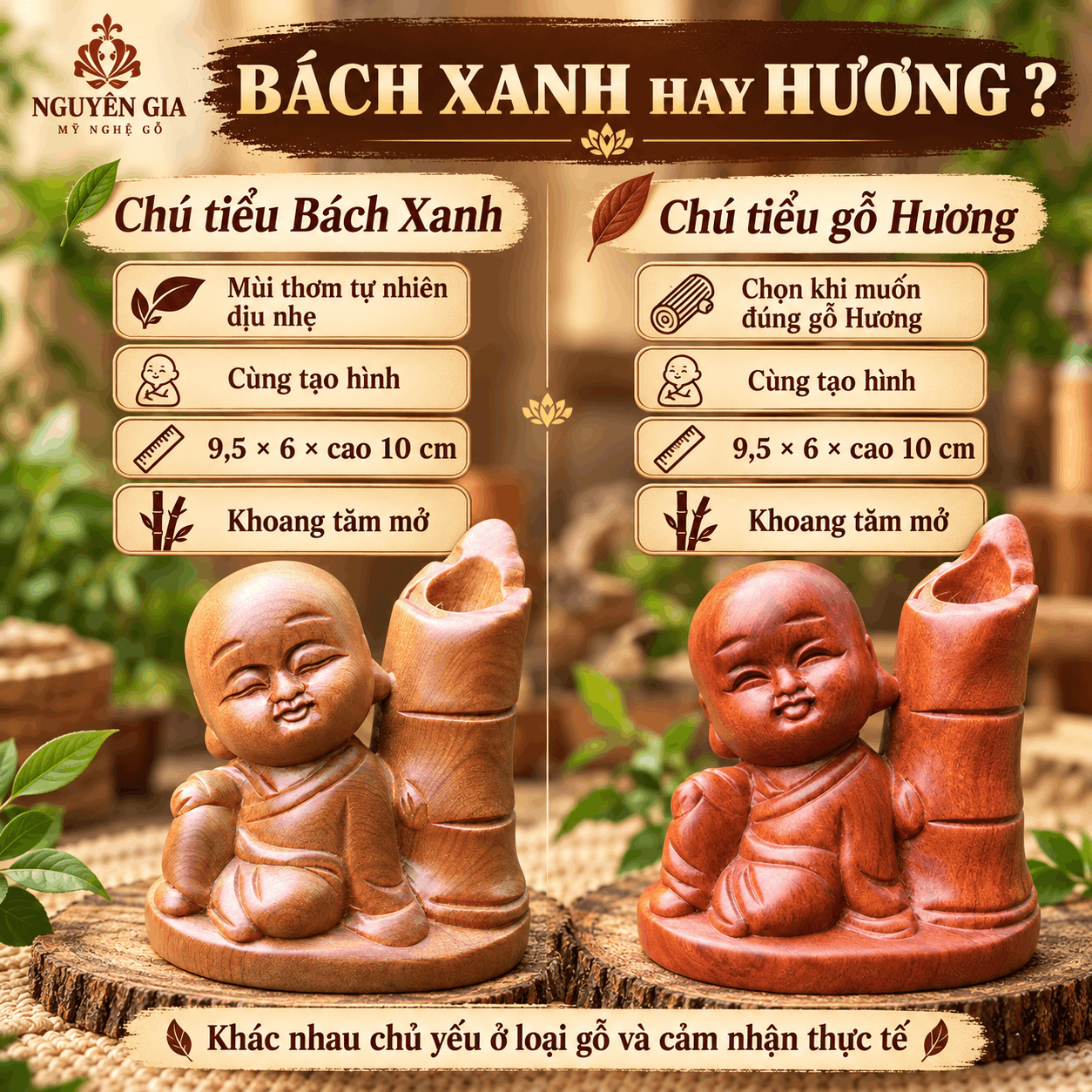 Hộp đựng tăm mẫu chú tiểu bằng gỗ Bách Xanh