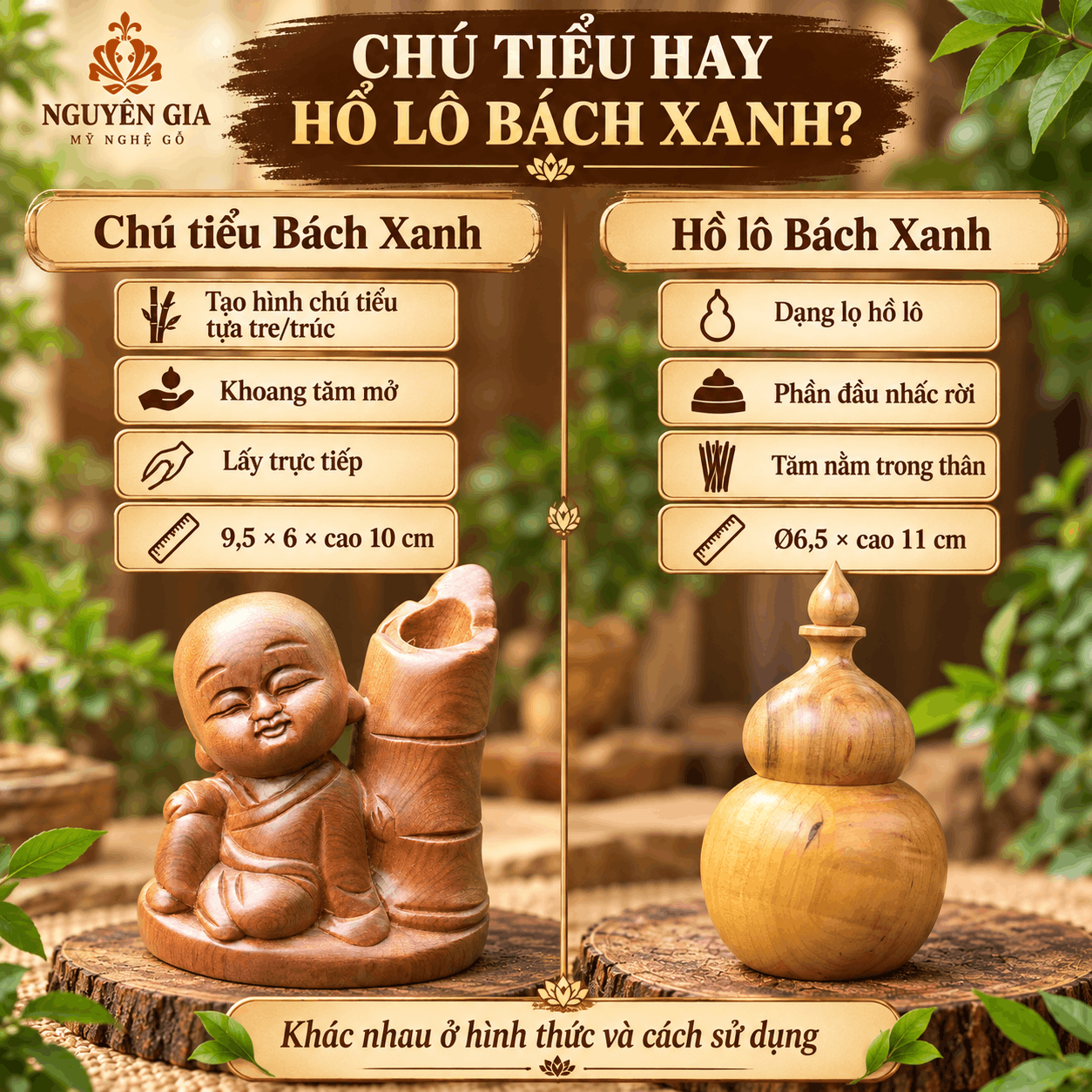 Hộp đựng tăm mẫu chú tiểu bằng gỗ Bách Xanh