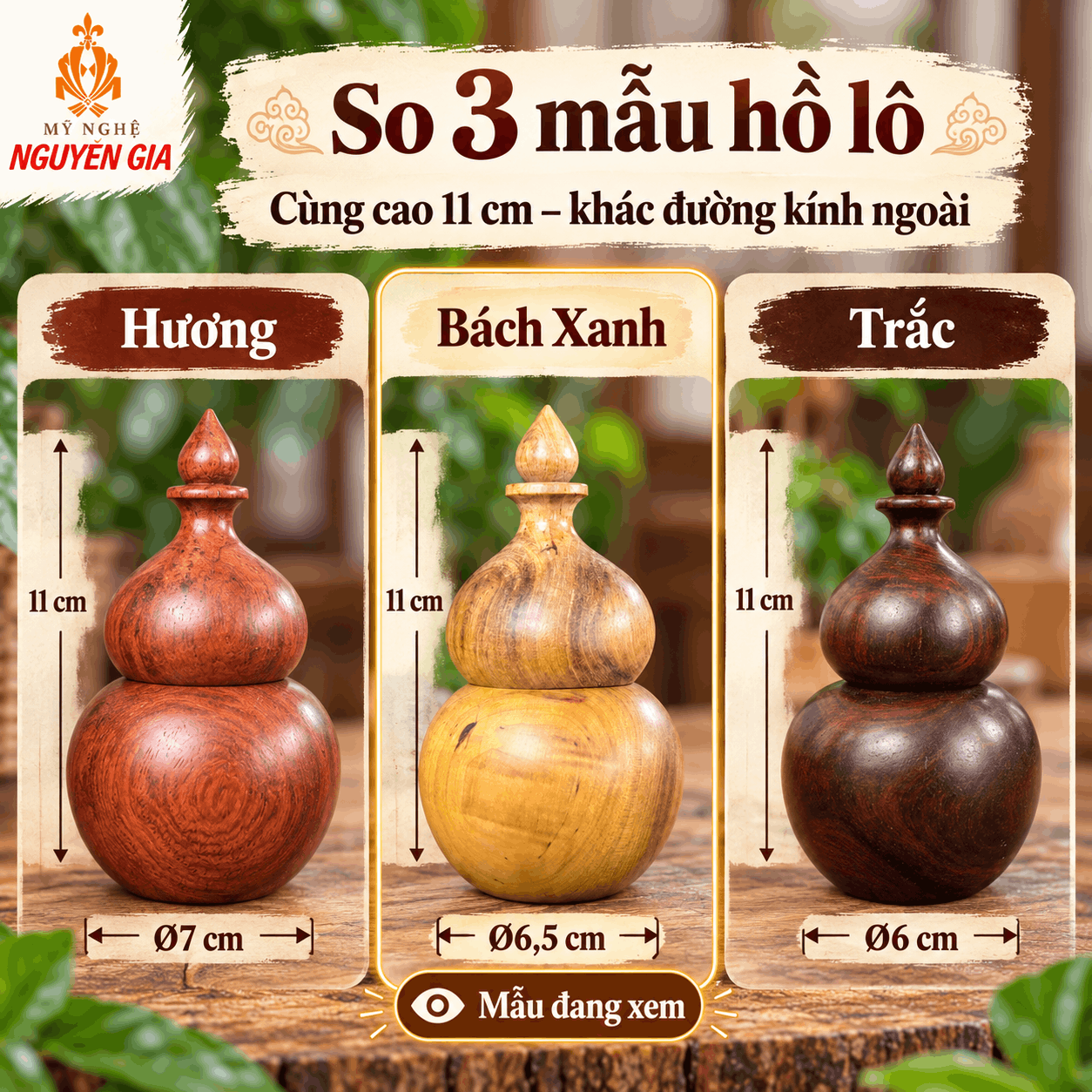 Hộp đựng tăm hồ lô bằng gỗ Bách Xanh