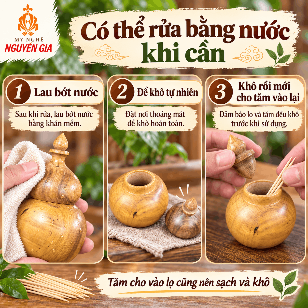 Hộp đựng tăm hồ lô bằng gỗ Bách Xanh