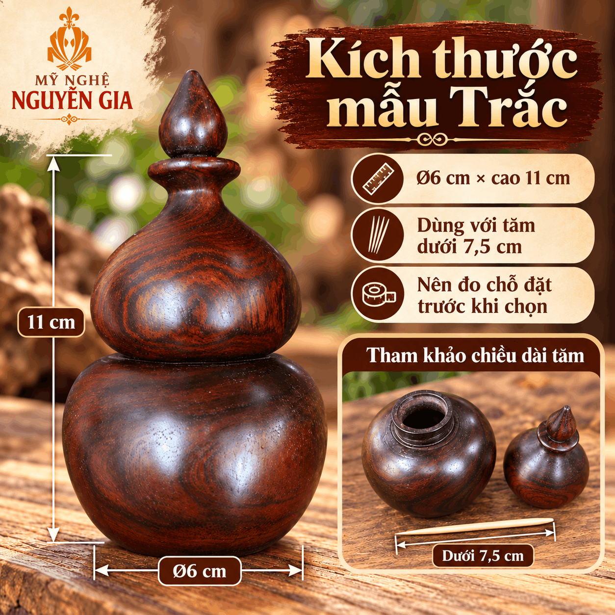 Hộp đựng tăm hồ lô bằng gỗ Trắc
