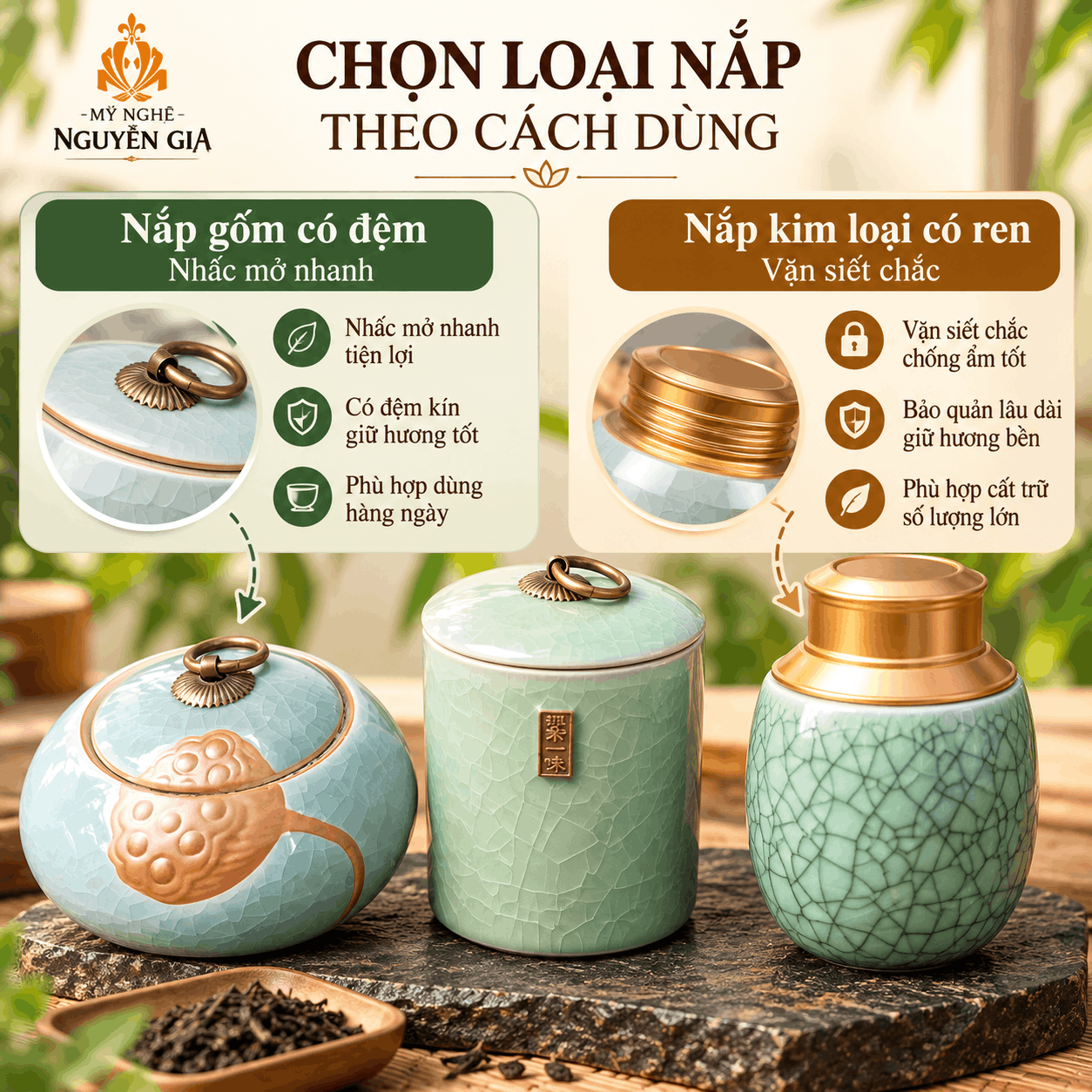 Hộp Đựng Tr&agrave; Bằng Gốm