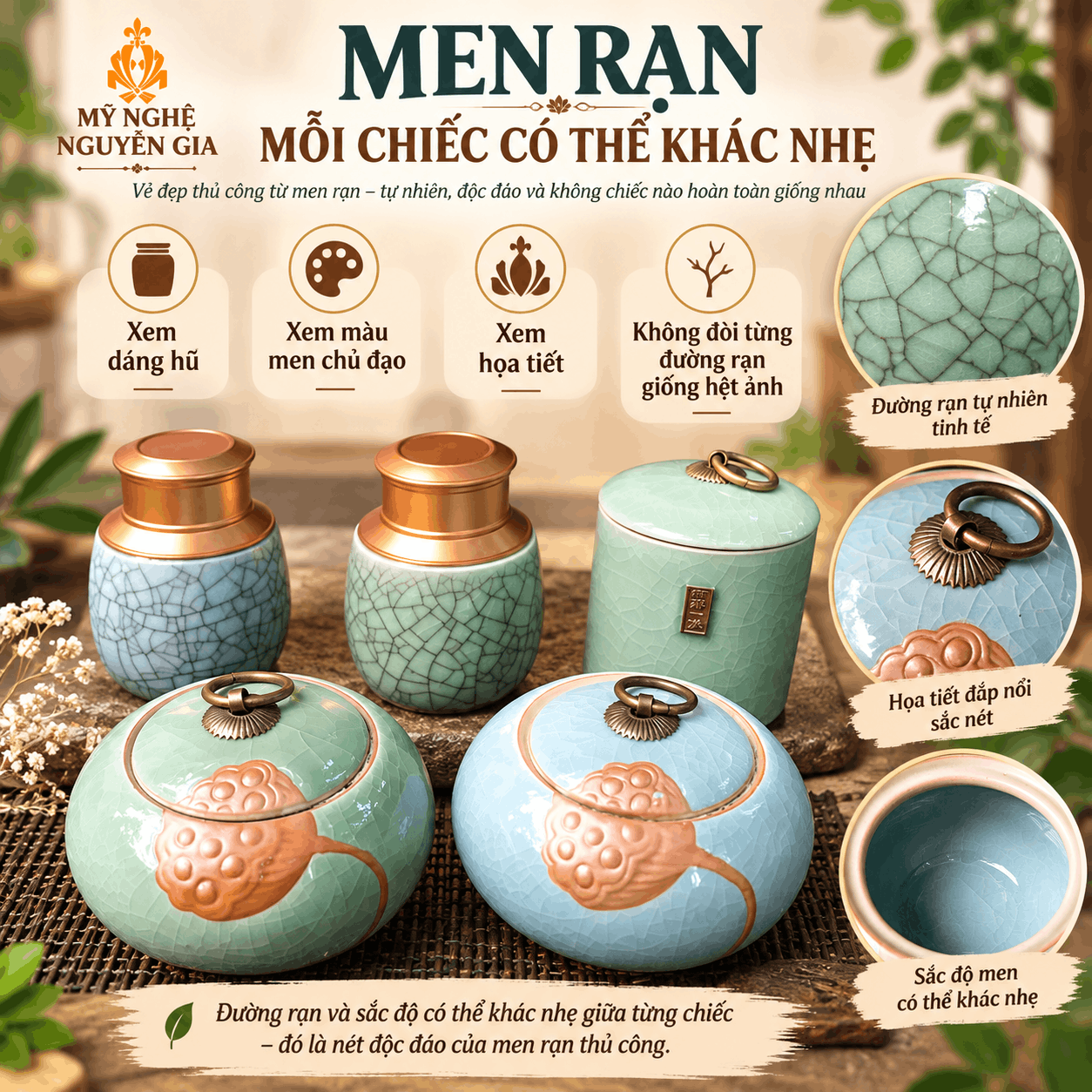 Hộp Đựng Tr&agrave; Bằng Gốm