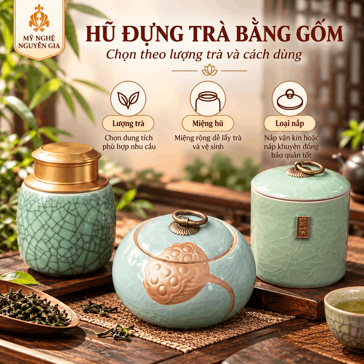 Hộp Đựng Tr&agrave; Bằng Gốm