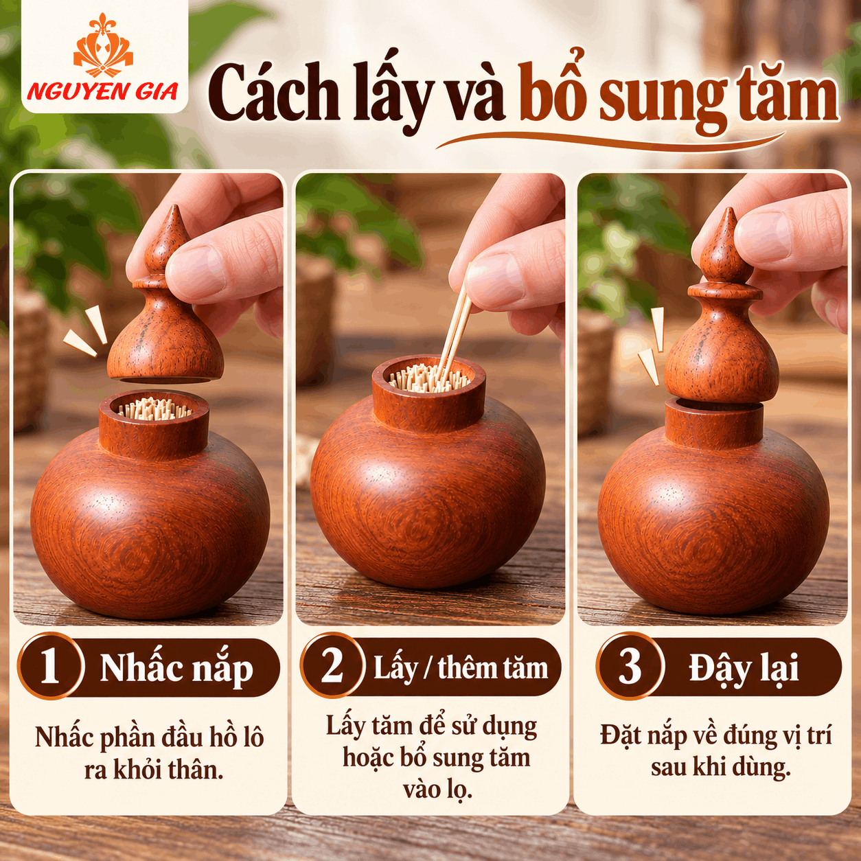 Lọ tăm hồ lô bằng gỗ Hương