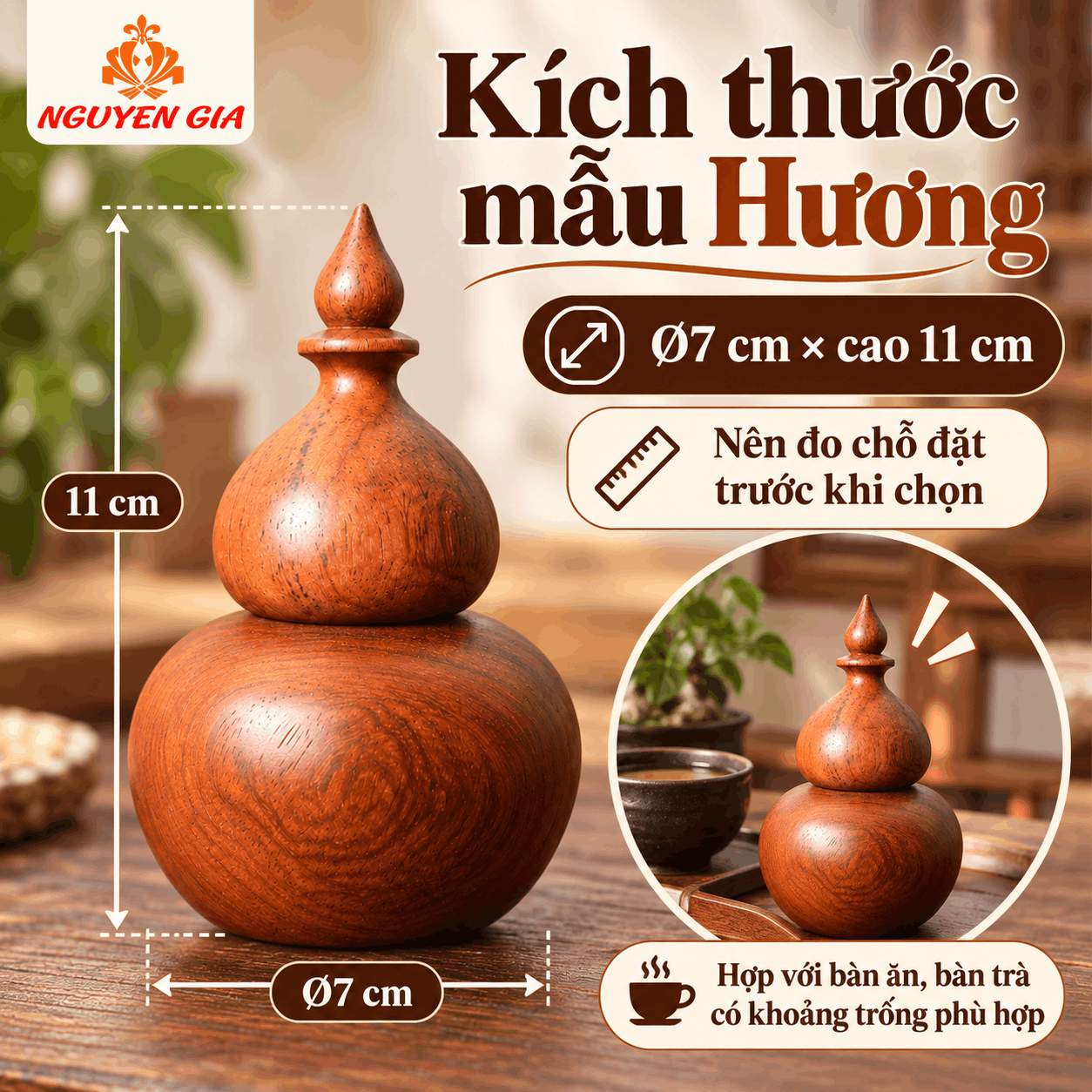 Lọ tăm hồ lô bằng gỗ Hương