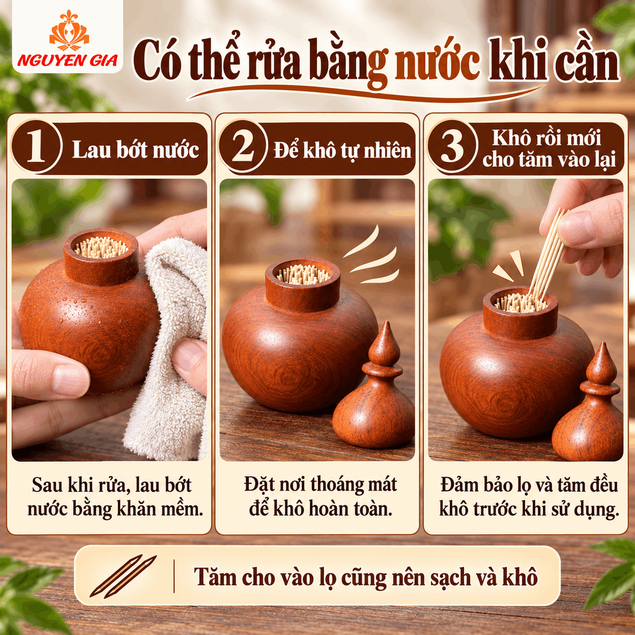 Lọ tăm hồ lô bằng gỗ Hương