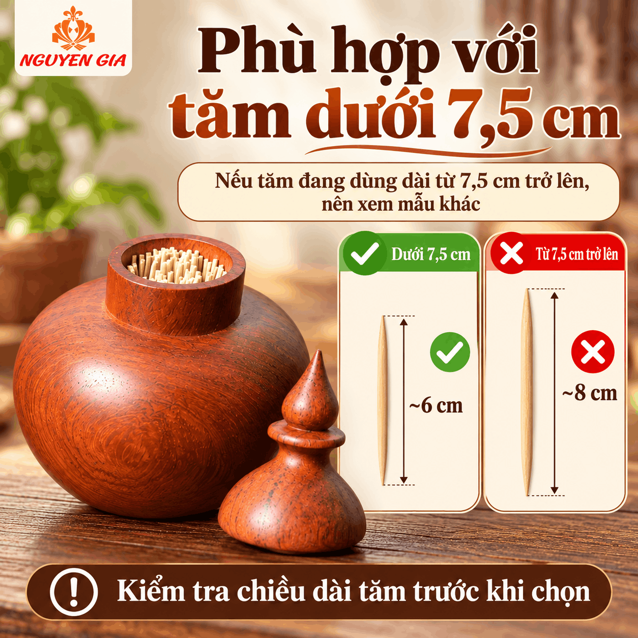 Lọ tăm hồ lô bằng gỗ Hương