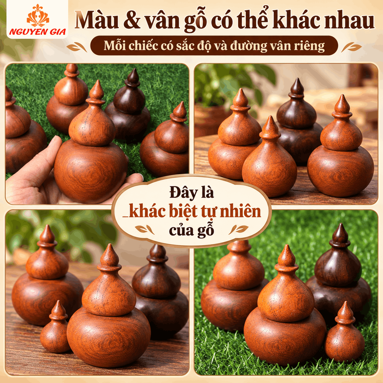 Lọ tăm hồ lô bằng gỗ Hương