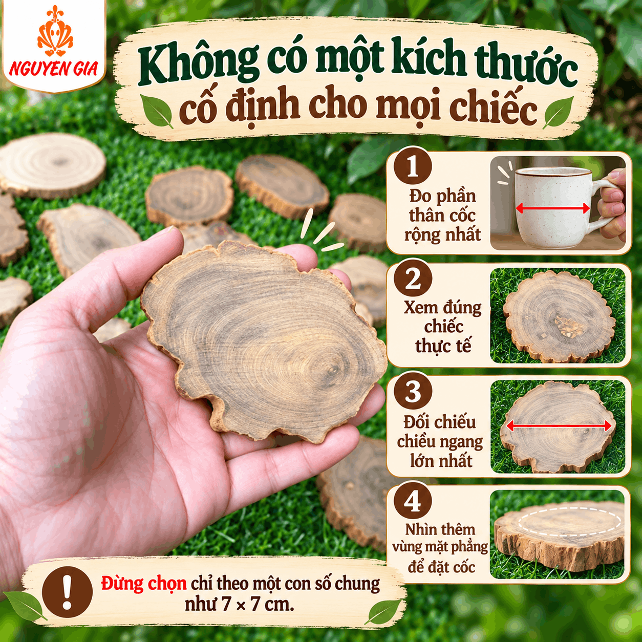 Lót ly gỗ Bách Xanh tự nhiên bán lẻ từng chiếc