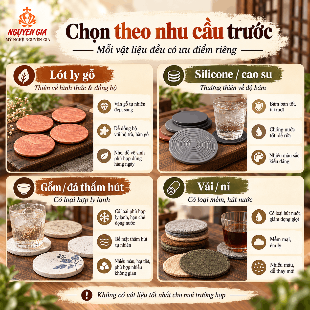 Lót Ly Gỗ Hương, Gỗ Trắc Có Gì Khác Lót Ly Thông Thường?
