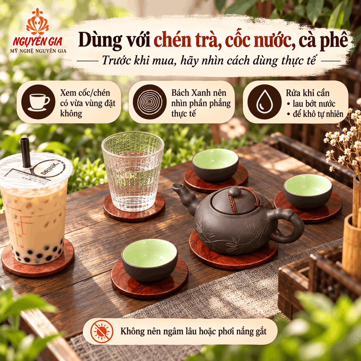 Lót Ly Gỗ Hương, Gỗ Trắc Có Gì Khác Lót Ly Thông Thường?