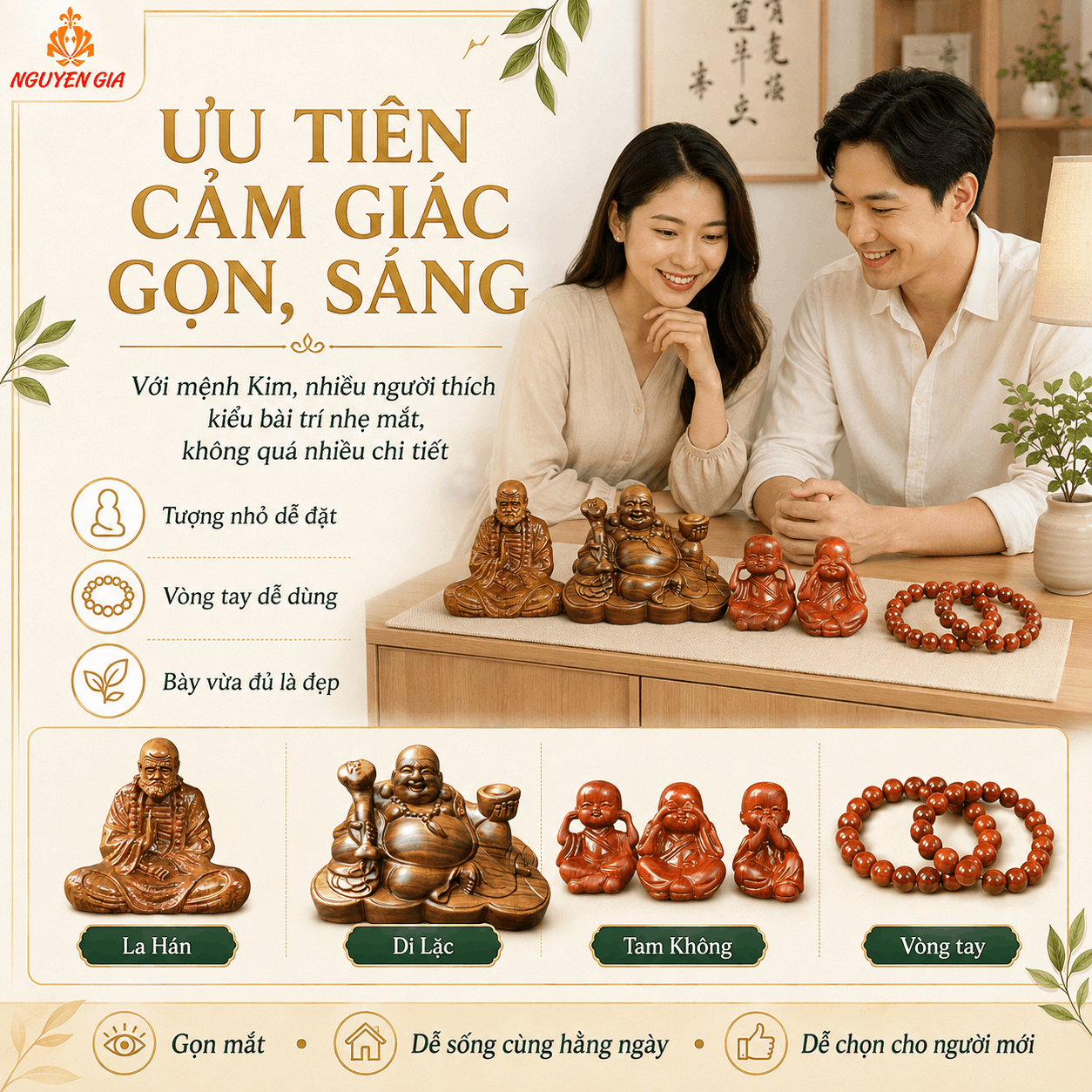 Vật phẩm phong thủy cho người mệnh Kim: nên chọn gì và có cần kiêng đồ gỗ?