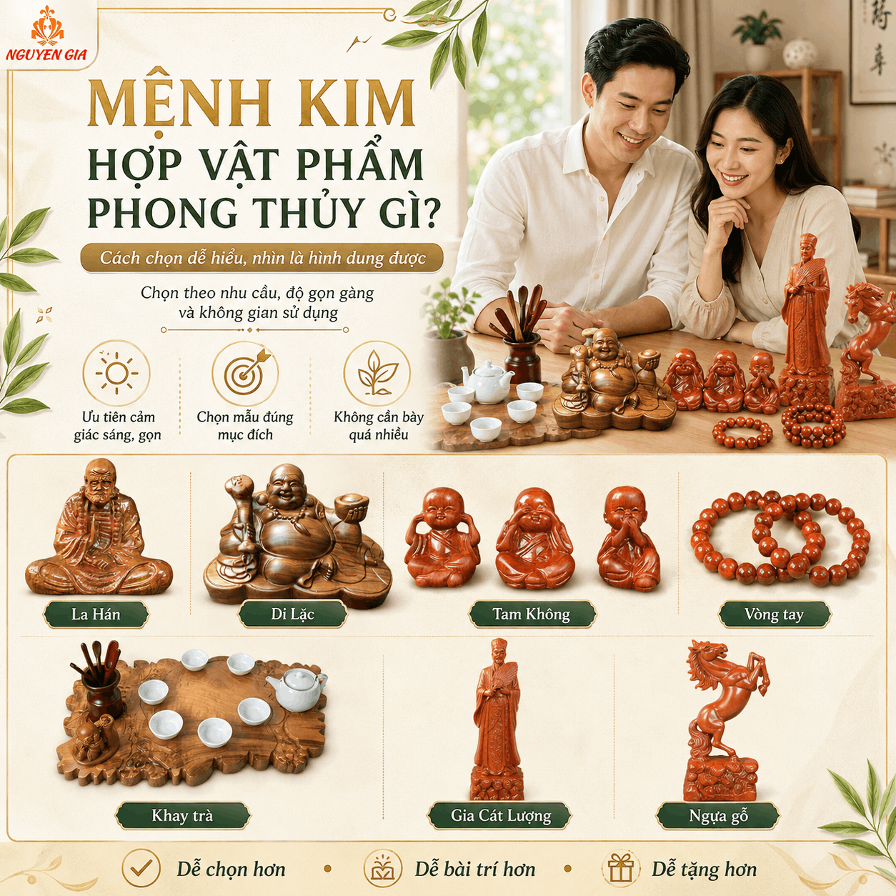 Vật phẩm phong thủy cho người mệnh Kim: nên chọn gì và có cần kiêng đồ gỗ?