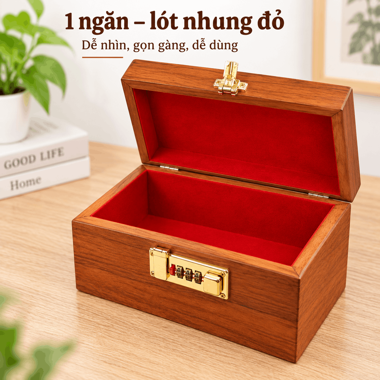 Hộp Tiết Kiệm Cho Bé Mẫu Doremon – Gỗ Hương, Khóa Số