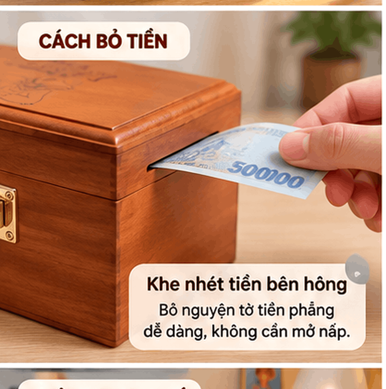Hộp Tiết Kiệm Cho Bé Mẫu Tom & Jerry – Gỗ Hương, Khóa Số