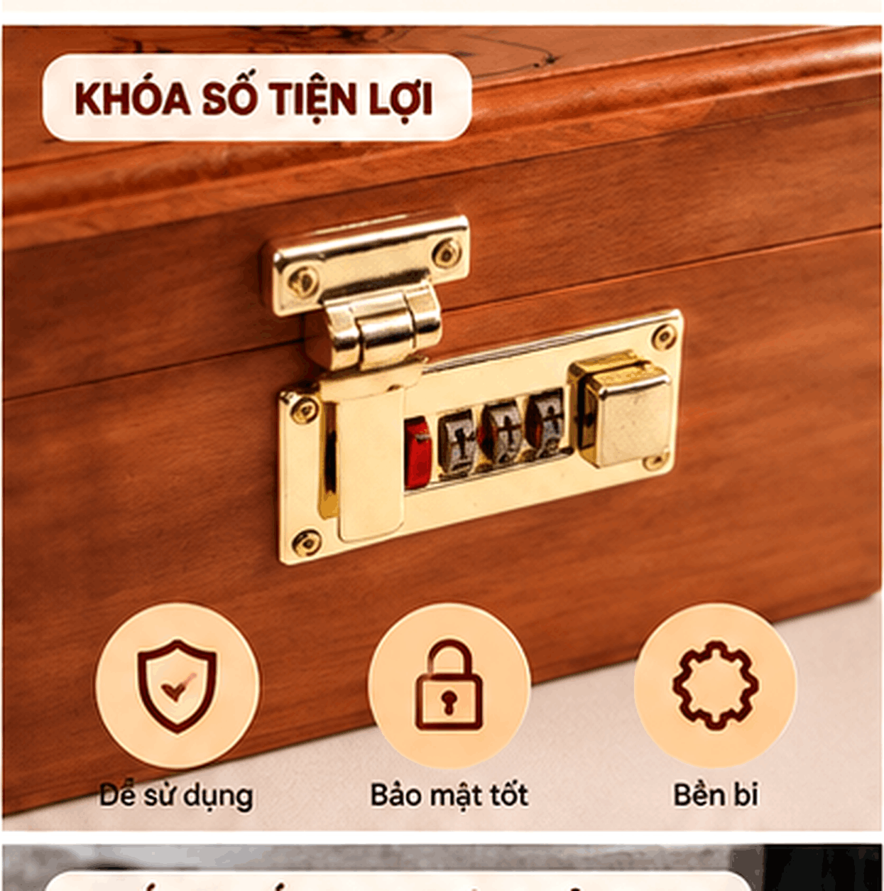 Hộp Tiết Kiệm Cho Bé Mẫu Tom & Jerry – Gỗ Hương, Khóa Số