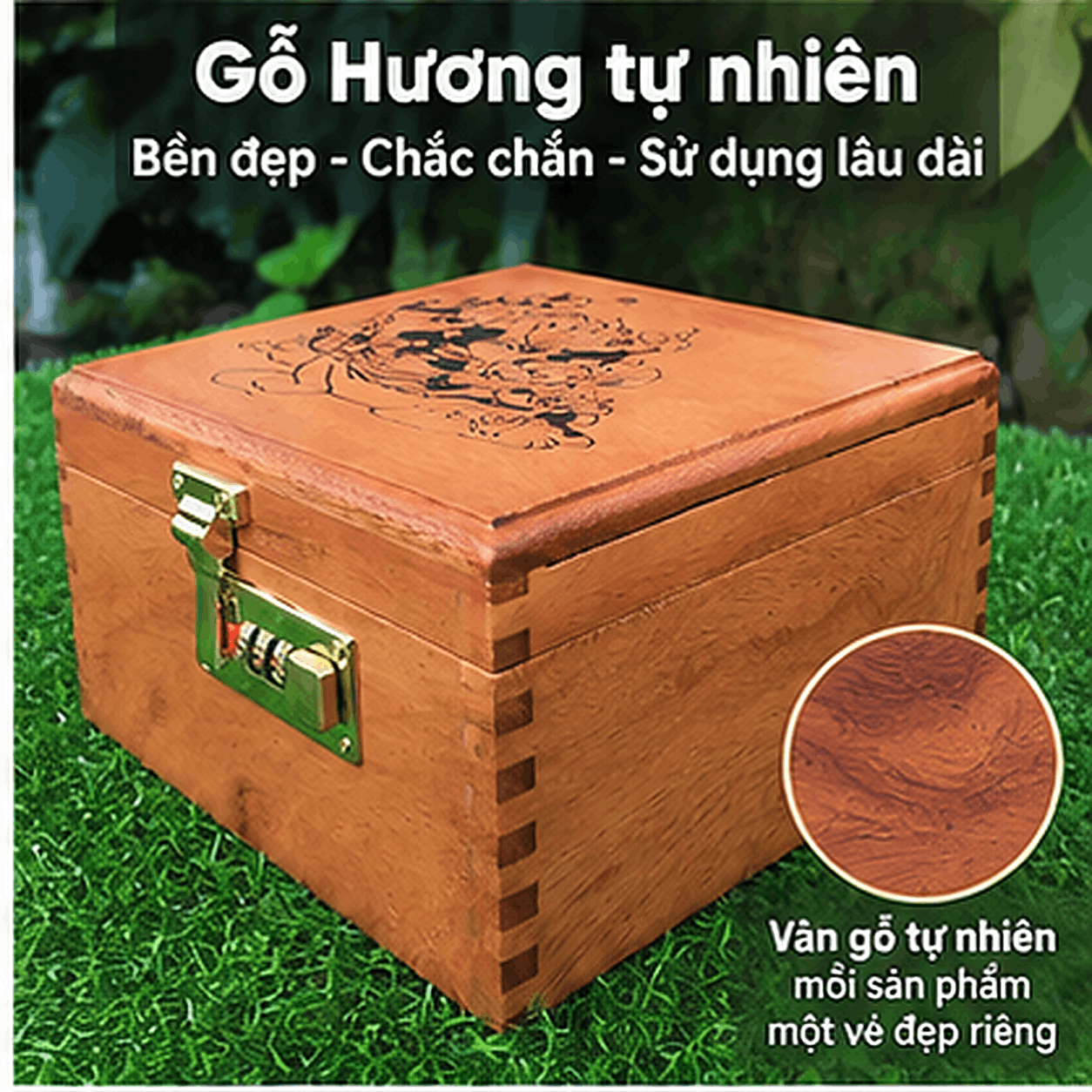 Hộp Tiết Kiệm Cho Bé 2 Ngăn Mẫu Vịt Donald – Gỗ Hương, Khóa Số