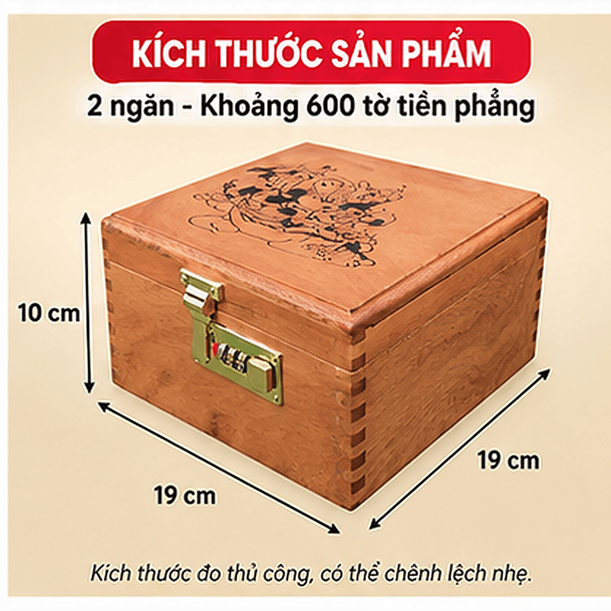 Hộp Tiết Kiệm Cho Bé 2 Ngăn Mẫu Vịt Donald – Gỗ Hương, Khóa Số