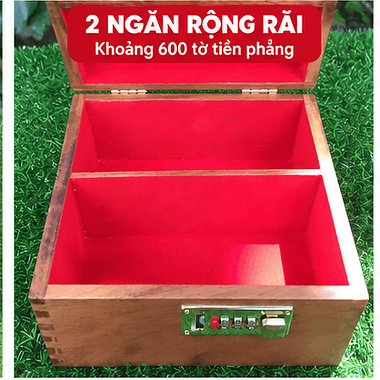 Hộp Tiết Kiệm Cho Bé 2 Ngăn Mẫu Vịt Donald – Gỗ Hương, Khóa Số