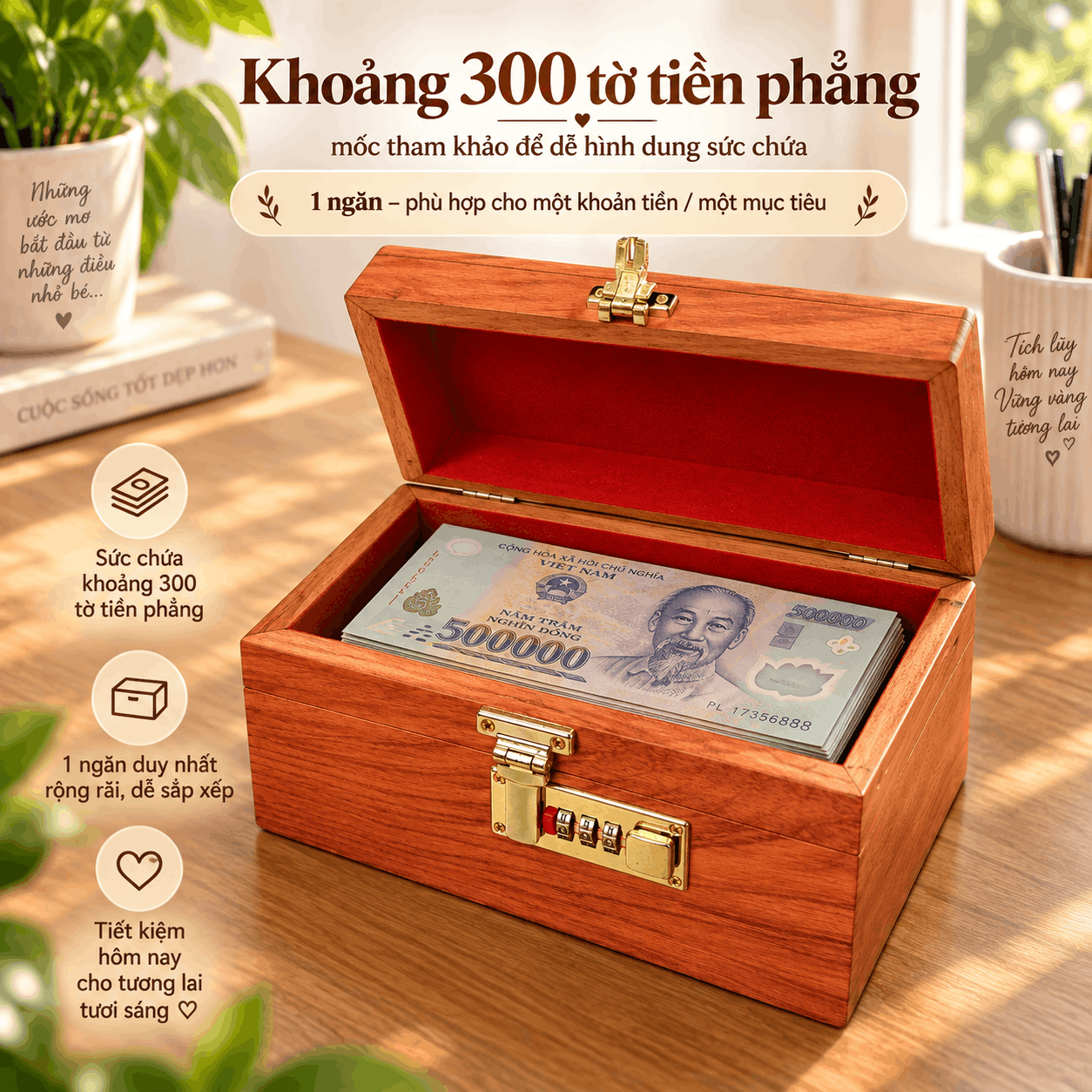 Hộp Tiết Kiệm Cho Bé Mẫu Công Chúa Tuyết – Gỗ Hương, Khóa Số