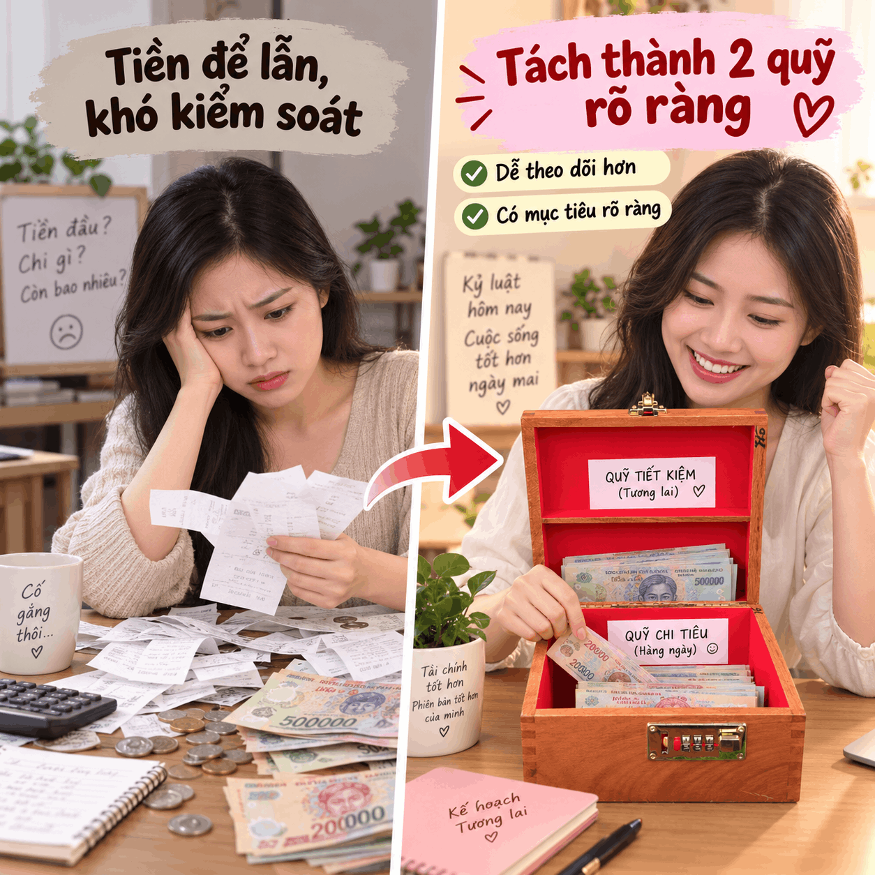 Hộp Tiết Kiệm Thần Tài 2 Ngăn Bằng Gỗ Hương – Khóa Số Cỡ Lớn