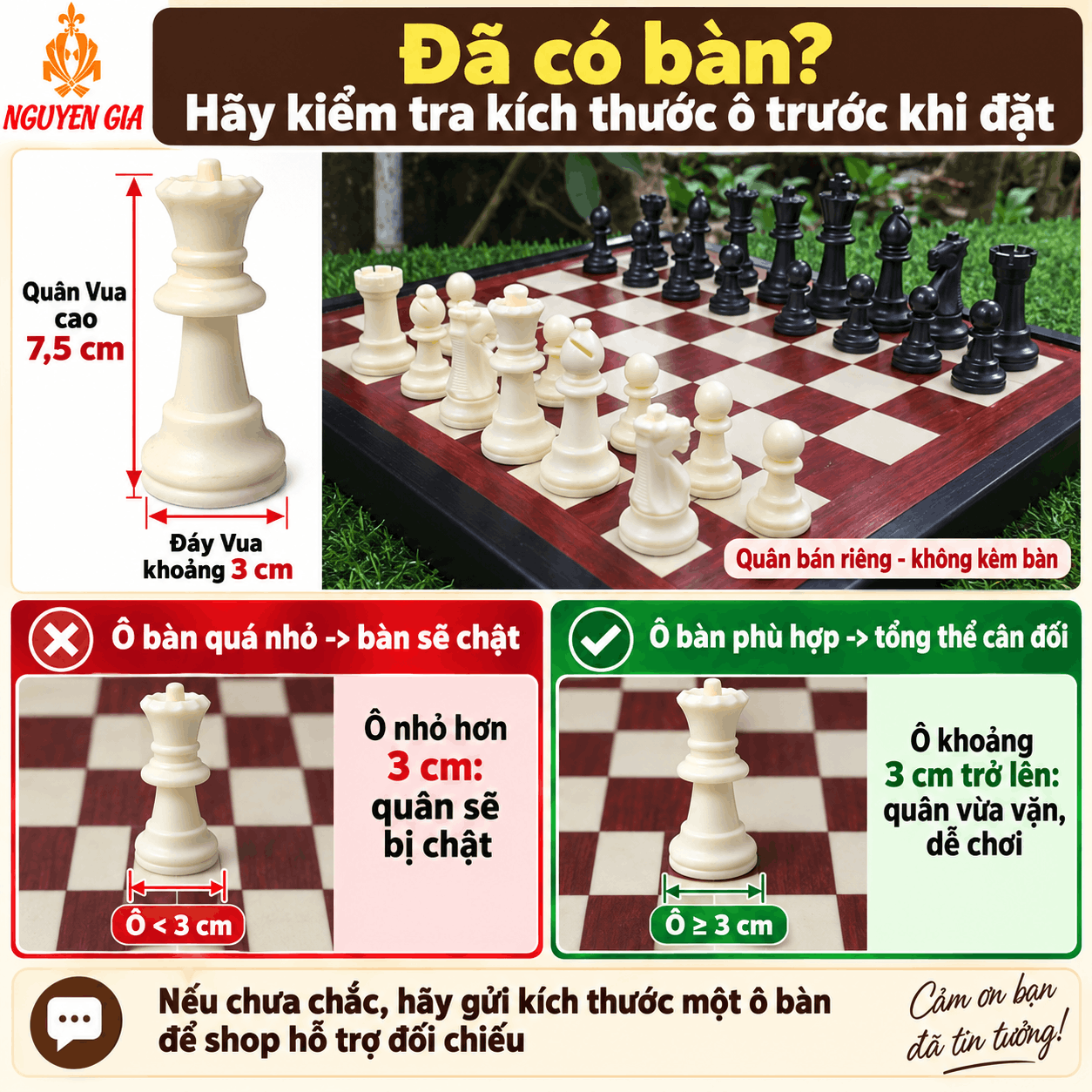 Quân Cờ Vua PP 7,5 cm – Bán Riêng, Không Kèm Bàn