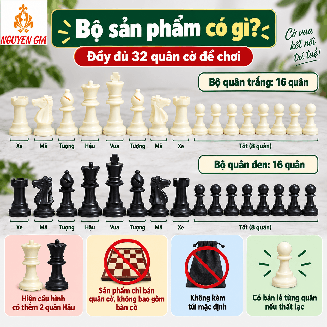 Quân Cờ Vua PP 7,5 cm – Bán Riêng, Không Kèm Bàn
