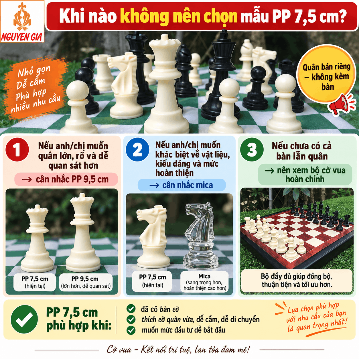 Quân Cờ Vua PP 7,5 cm – Bán Riêng, Không Kèm Bàn