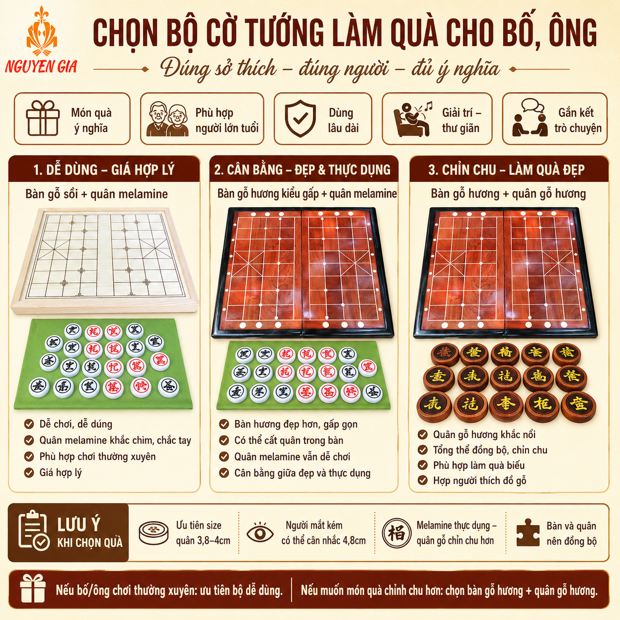 Bộ cờ tướng l&agrave;m qu&agrave; cho bố, &ocirc;ng n&ecirc;n chọn loại n&agrave;o?