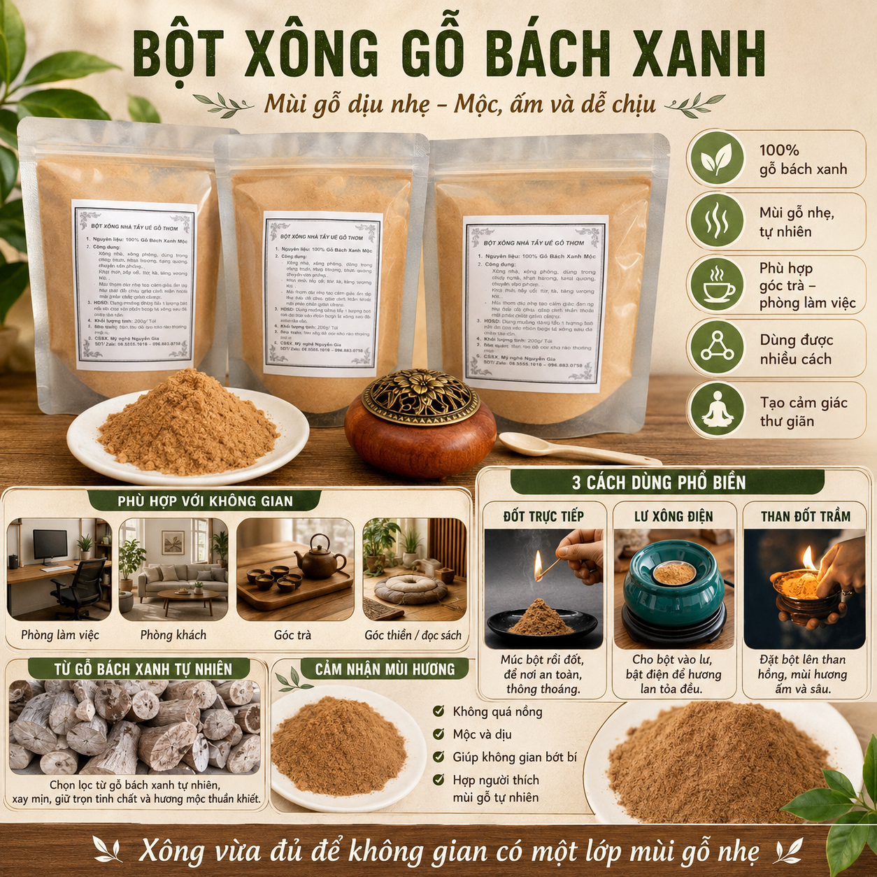 Bột xông gỗ bách xanh là gì? Mùi hương phù hợp với ai?