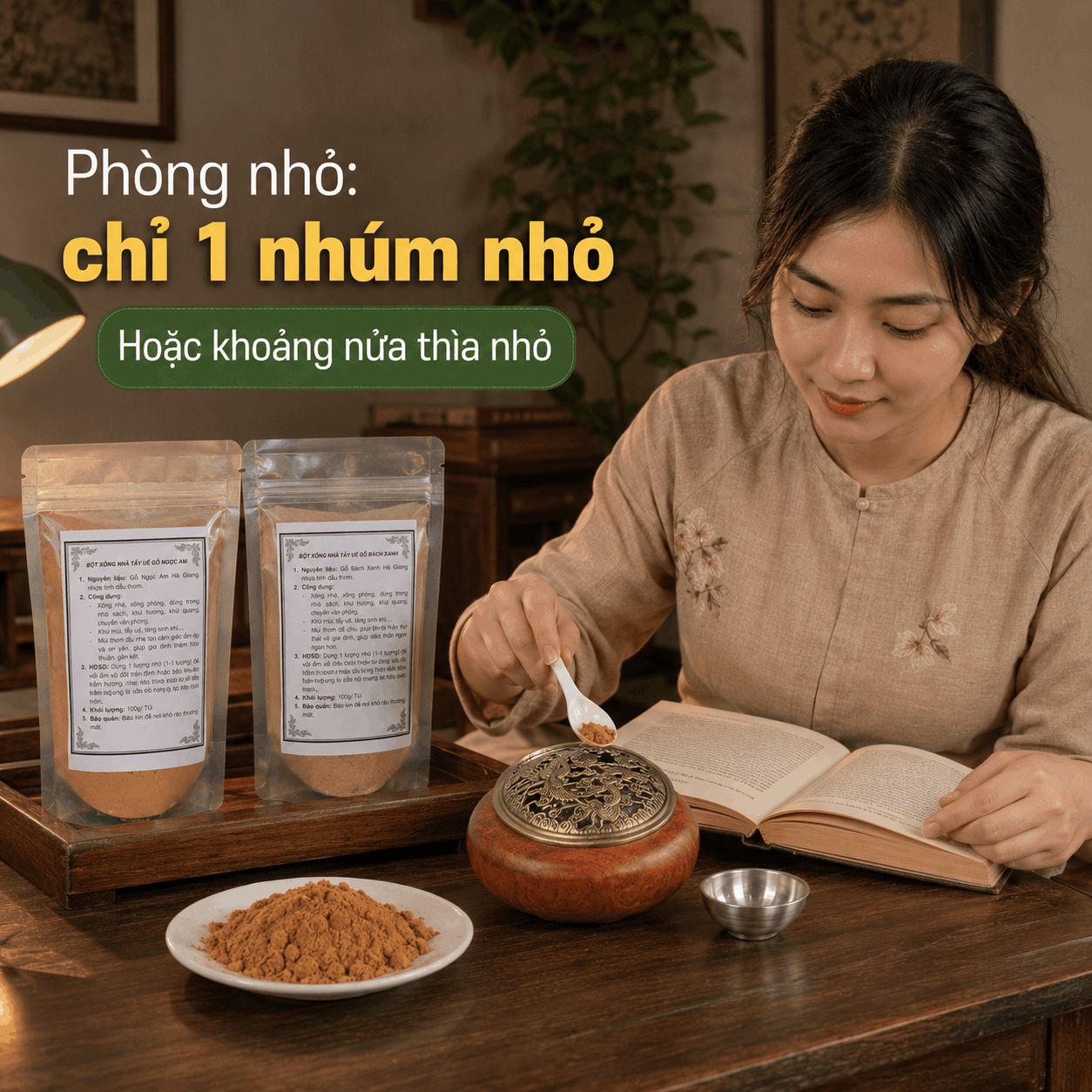 Mới Nhận Bột Xông Gỗ: Dùng Bao Nhiêu Là Vừa Để Thơm Dễ Chịu, Không Gắt Khói?