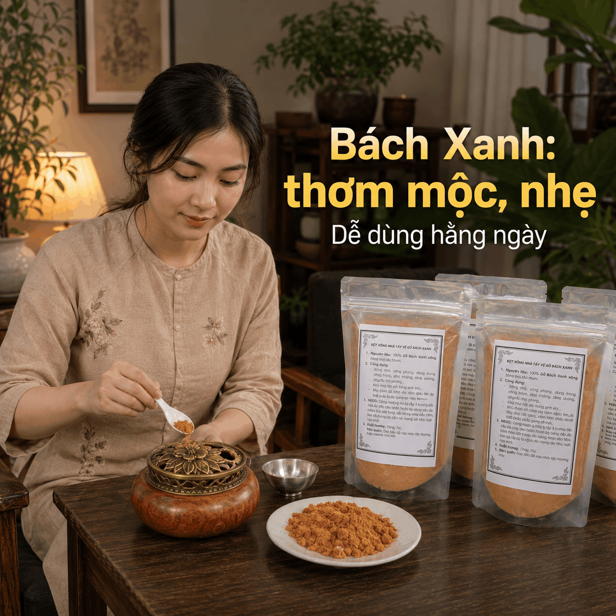 Mới Nhận Bột Xông Gỗ: Dùng Bao Nhiêu Là Vừa Để Thơm Dễ Chịu, Không Gắt Khói?