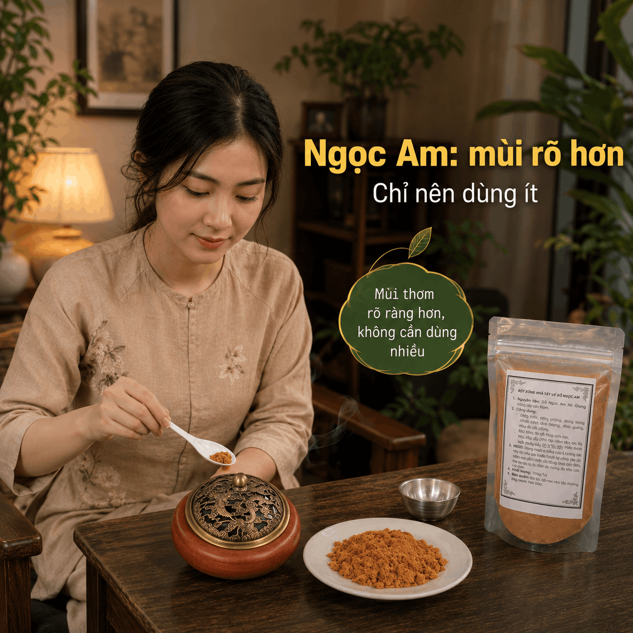 Mới Nhận Bột Xông Gỗ: Dùng Bao Nhiêu Là Vừa Để Thơm Dễ Chịu, Không Gắt Khói?