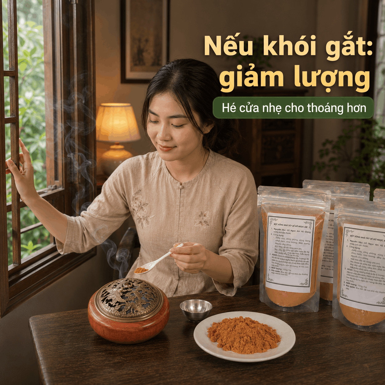 Mới Nhận Bột Xông Gỗ: Dùng Bao Nhiêu Là Vừa Để Thơm Dễ Chịu, Không Gắt Khói?
