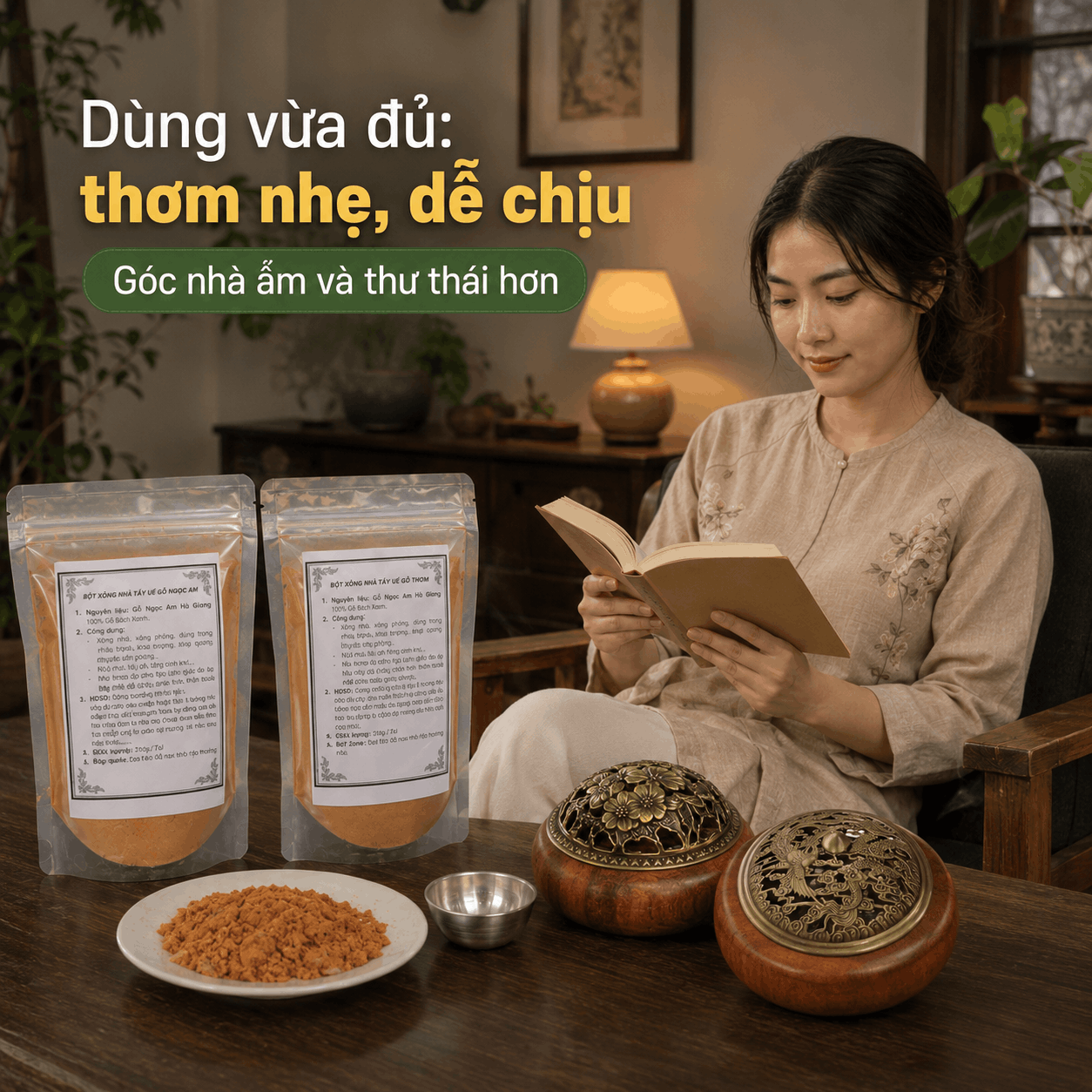 Mới Nhận Bột Xông Gỗ: Dùng Bao Nhiêu Là Vừa Để Thơm Dễ Chịu, Không Gắt Khói?