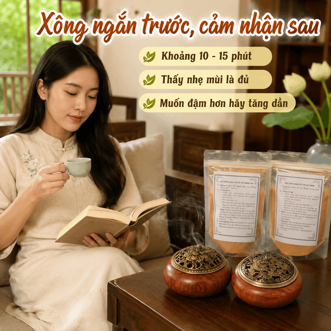 Sau Khi Mua Bột Xông Gỗ Nên Dùng Thế Nào Để Thơm Vừa, Không Gắt?