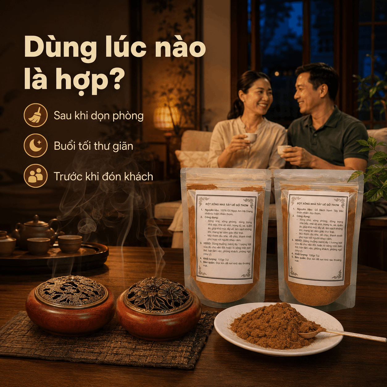 Sau Khi Mua Bột Xông Gỗ Nên Dùng Thế Nào Để Thơm Vừa, Không Gắt?