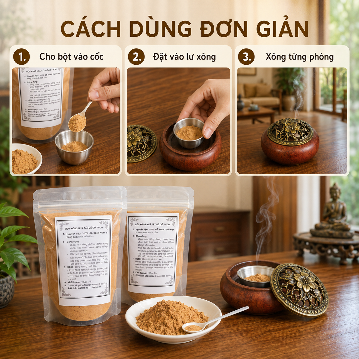 Cách Xông Nhà Bằng Bột Gỗ Bách Xanh Đúng Cách, Thơm Dịu Và An Toàn