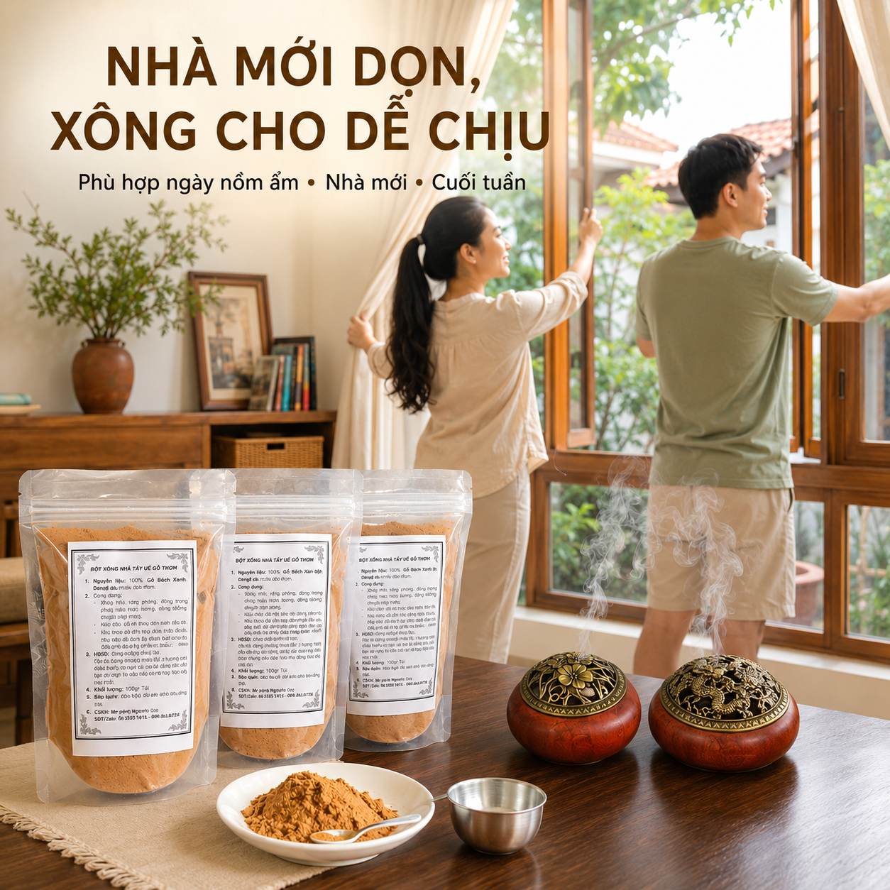 Cách Xông Nhà Bằng Bột Gỗ Bách Xanh Đúng Cách, Thơm Dịu Và An Toàn