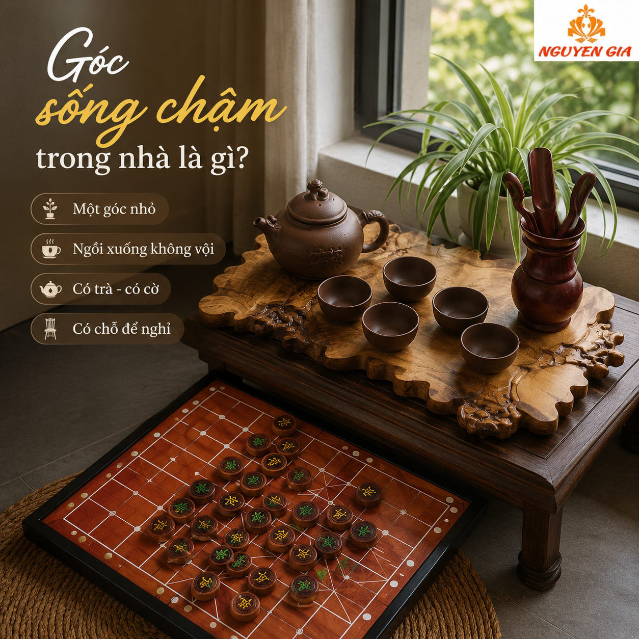 Cờ Tướng, Khay Tr&agrave; V&agrave; M&ugrave;i Gỗ - Một G&oacute;c Sống Chậm Trong Nh&agrave;
