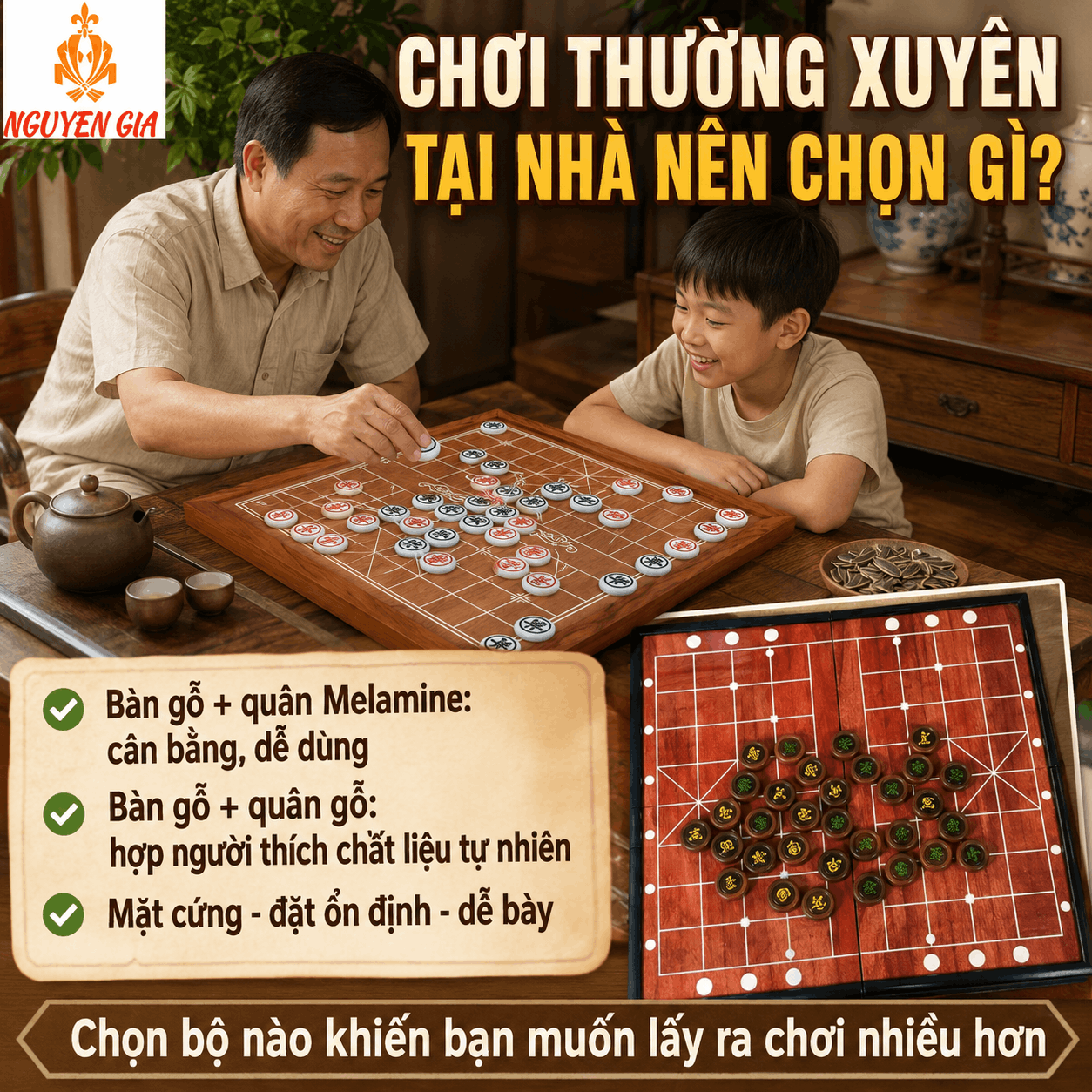 Bộ Cờ Tướng Gỗ Khác Gì Melamine? Khi Nào Nên Chọn?