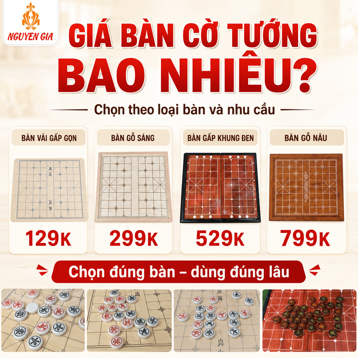 Gi&aacute; B&agrave;n Cờ Tướng Bao Nhi&ecirc;u? Chọn Theo Loại B&agrave;n V&agrave; Nhu Cầu