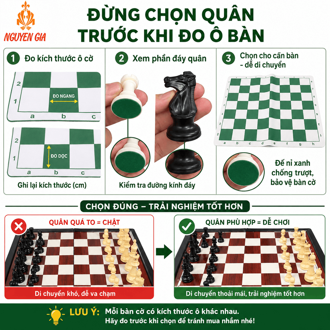 Chọn Mua Quân Cờ Vua: Cỡ 7,5 Hay 9,5 cm, PP Hay Mica?