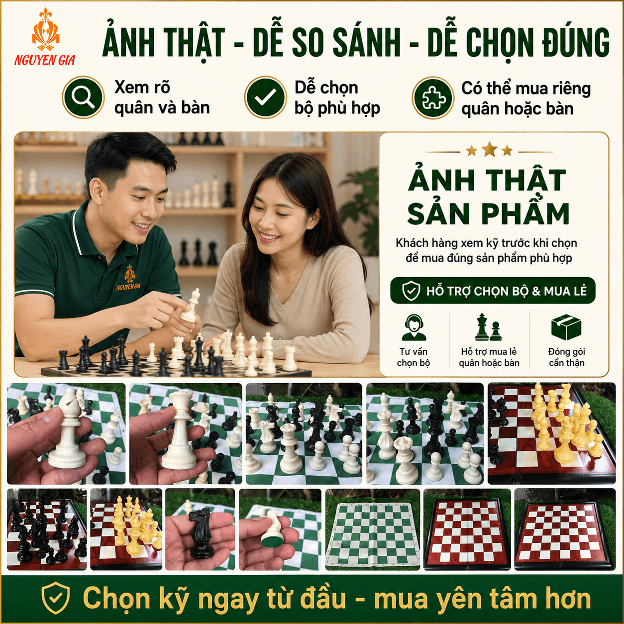 Chọn Mua Quân Cờ Vua: Cỡ 7,5 Hay 9,5 cm, PP Hay Mica?